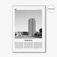 Bismarck Print Black and White, Bismarck Wall Art, Bismarck Poster, Bismarck Photo, Bismarck Map, Bismarck Wall Decor, North Dakota, USA