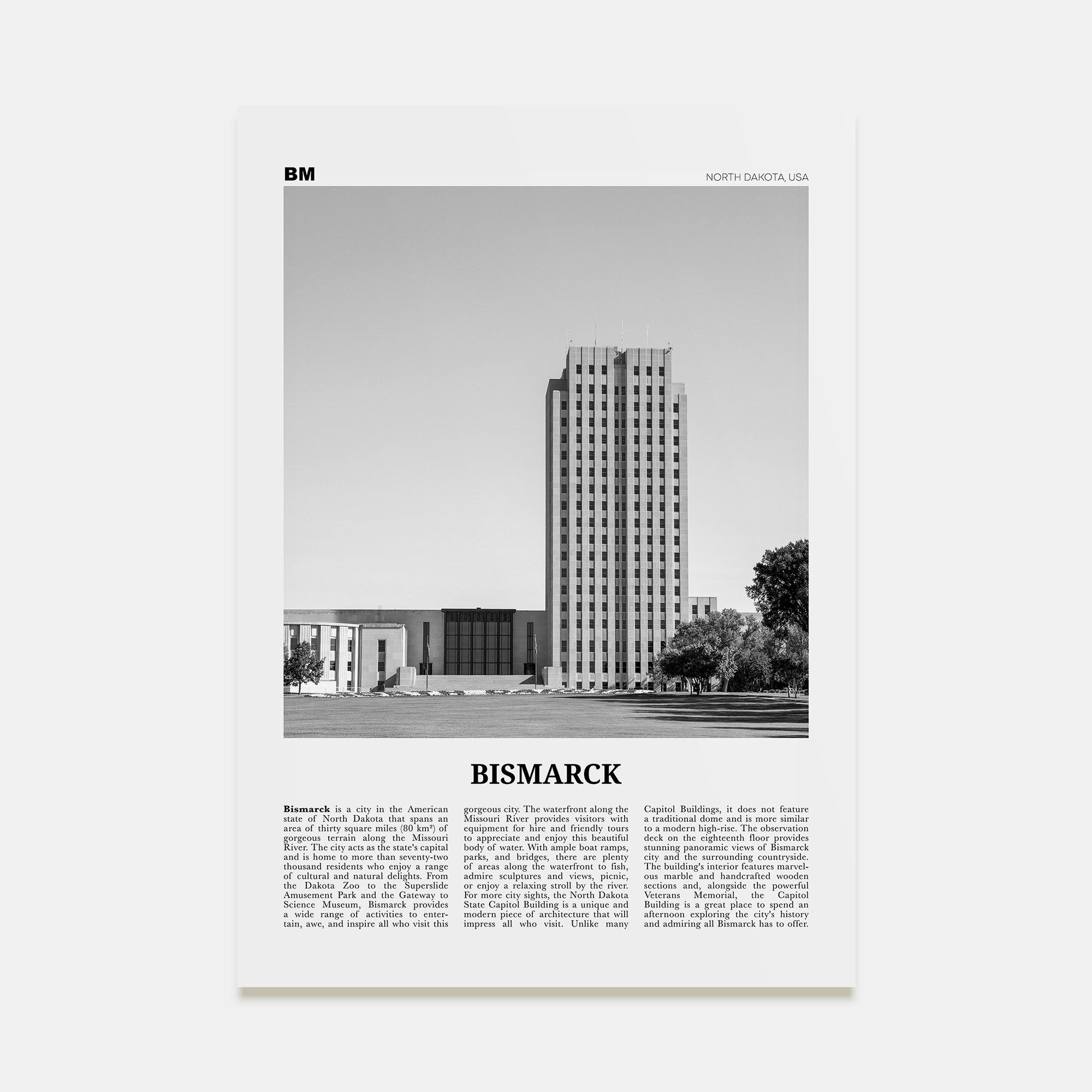 Bismarck Travel B&W Poster