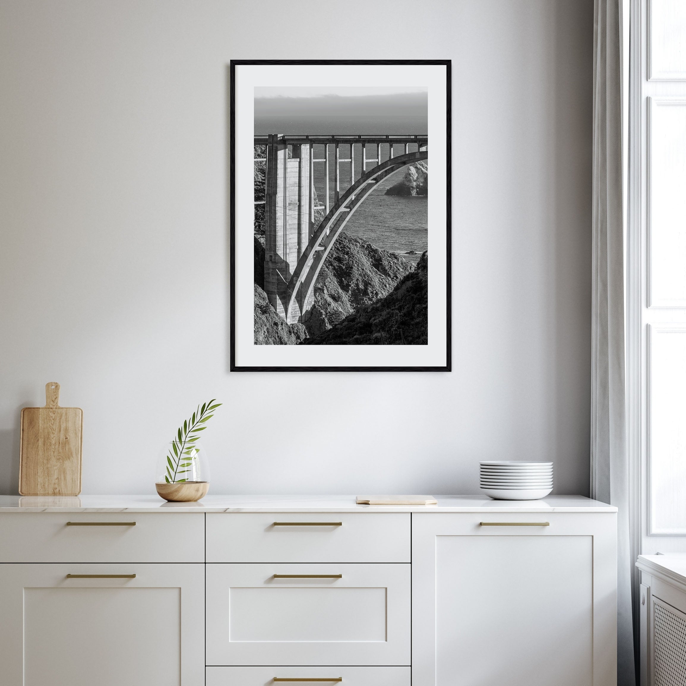 Bixby Creek Bridge Photo B&W Poster
