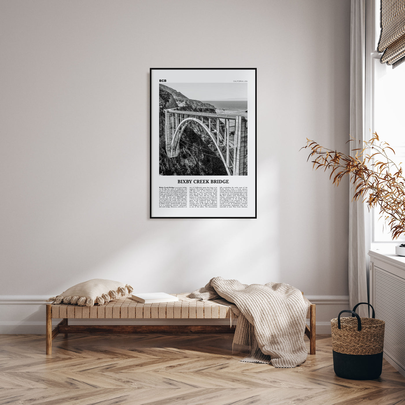 Bixby Creek Bridge Travel B&W Poster