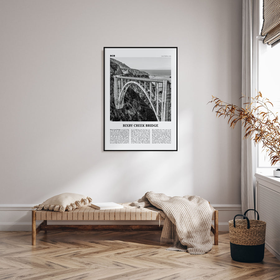 Bixby Creek Bridge Travel B&W Poster