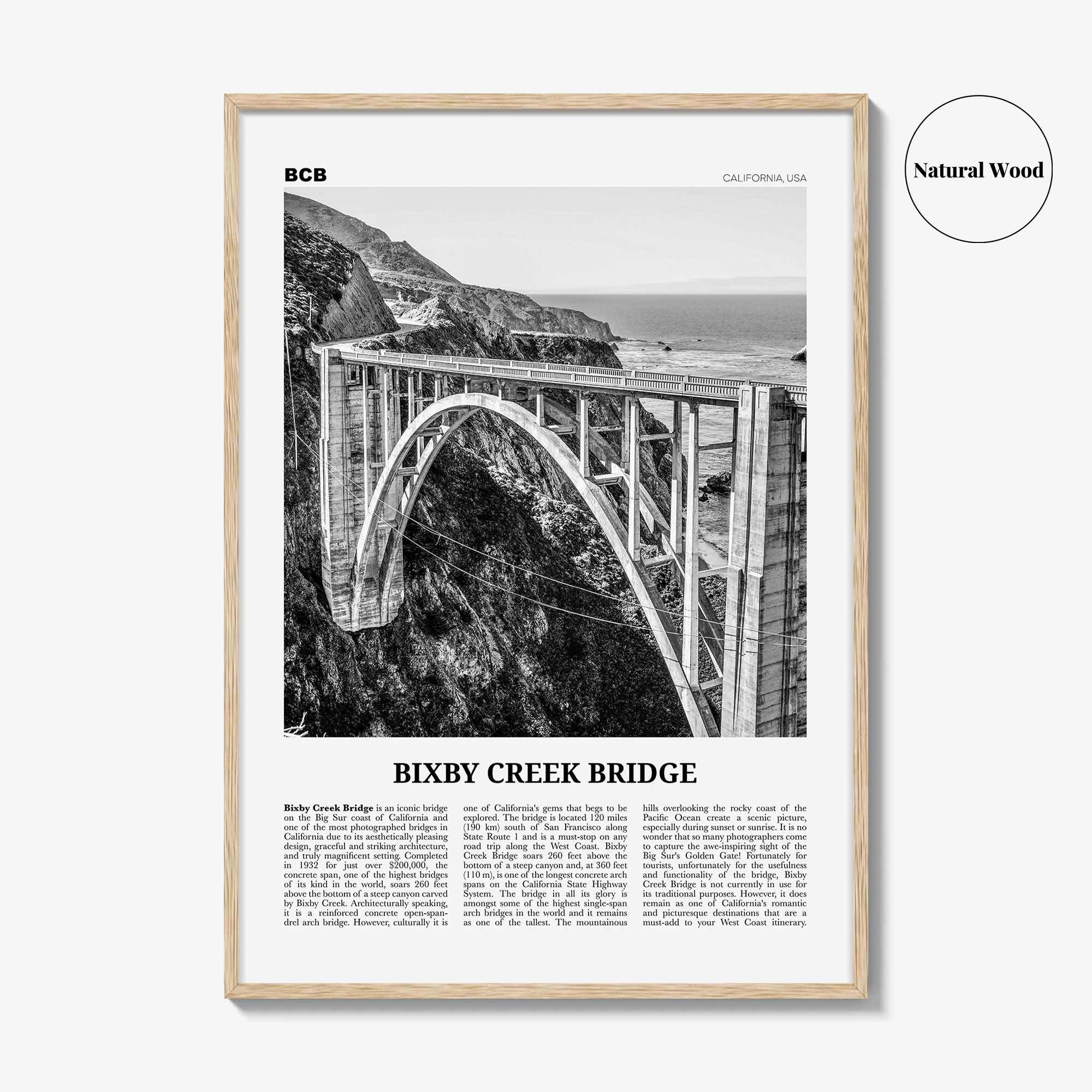 Bixby Creek Bridge Print Black and White, Bixby Creek Bridge Wall Art, Bixby Creek Bridge Poster, Bixby Creek Bridge Photo