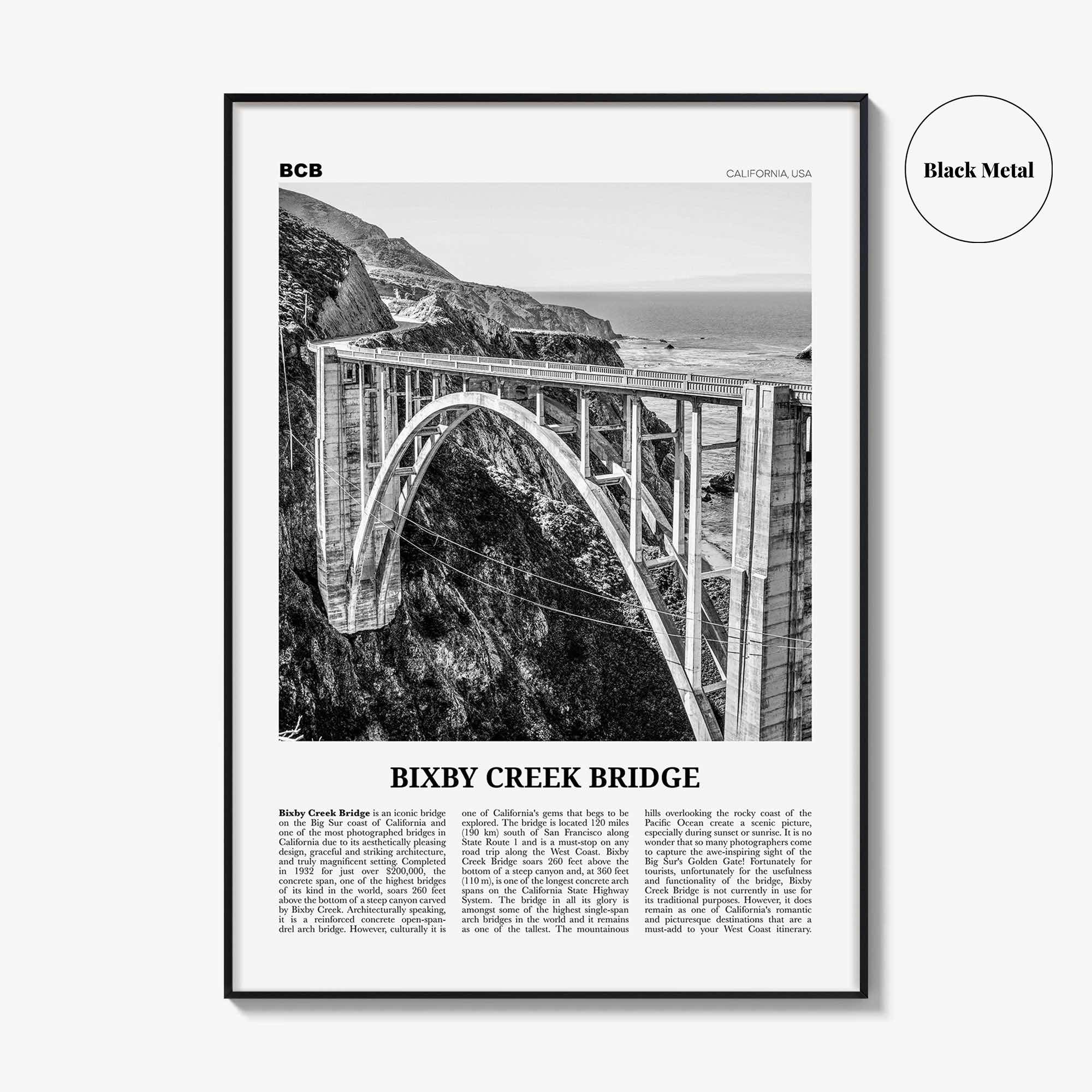 Bixby Creek Bridge Print Black and White, Bixby Creek Bridge Wall Art, Bixby Creek Bridge Poster, Bixby Creek Bridge Photo