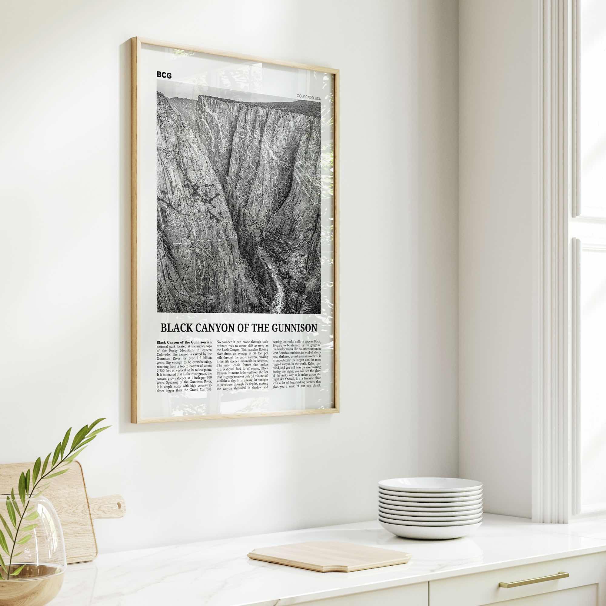 Black Canyon of the Gunnison National Park Print Black and White, Black Canyon of the Gunnison Wall Art, Black Canyon Poster, Colorado, USA