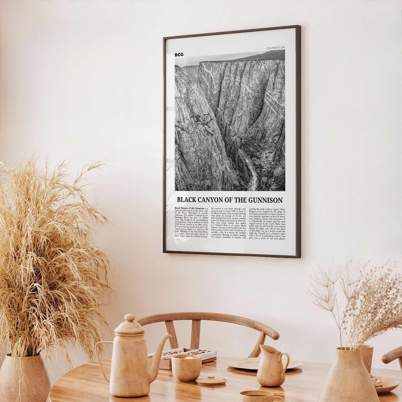 Black Canyon of the Gunnison National Park Print Black and White, Black Canyon of the Gunnison Wall Art, Black Canyon Poster, Colorado, USA