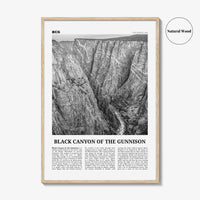 Black Canyon of the Gunnison National Park Print Black and White, Black Canyon of the Gunnison Wall Art, Black Canyon Poster, Colorado, USA