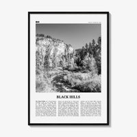 Black Hills Print Black and White, Black Hills Wall Art, Black Hills Poster, Black Hills Photo, Black Hills Map, South Dakota, USA