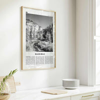 Black Hills Print Black and White, Black Hills Wall Art, Black Hills Poster, Black Hills Photo, Black Hills Map, South Dakota, USA