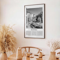 Black Hills Print Black and White, Black Hills Wall Art, Black Hills Poster, Black Hills Photo, Black Hills Map, South Dakota, USA