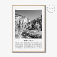 Black Hills Print Black and White, Black Hills Wall Art, Black Hills Poster, Black Hills Photo, Black Hills Map, South Dakota, USA