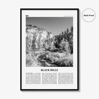 Black Hills Print Black and White, Black Hills Wall Art, Black Hills Poster, Black Hills Photo, Black Hills Map, South Dakota, USA