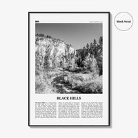 Black Hills Print Black and White, Black Hills Wall Art, Black Hills Poster, Black Hills Photo, Black Hills Map, South Dakota, USA