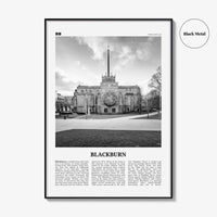 Blackburn Print Black and White, Blackburn Wall Art, Blackburn Poster, Blackburn Photo, Blackburn Wall Décor, Blackburn Map, England, Uk