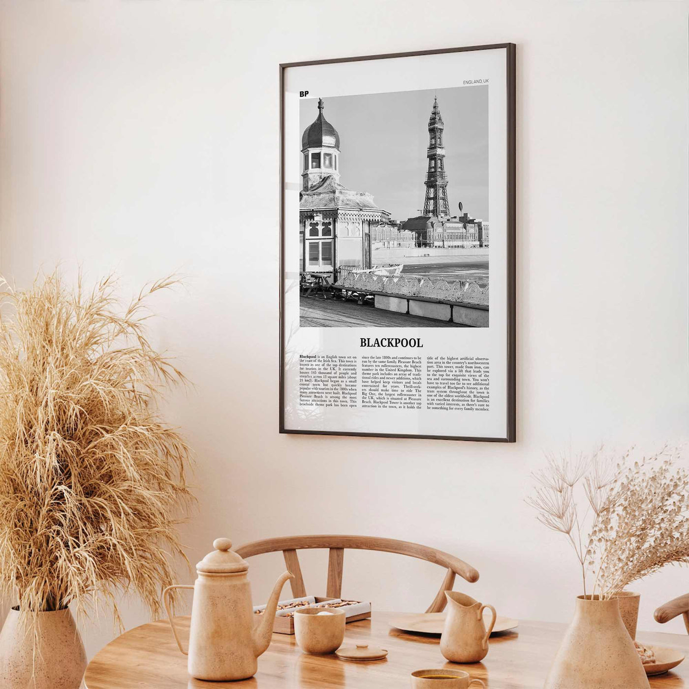 Blackpool Print Black and White, Blackpool Wall Art, Blackpool Poster, Blackpool Photo, Blackpool Wall Décor, Blackpool Map, England, Uk