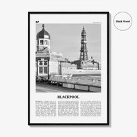 Blackpool Print Black and White, Blackpool Wall Art, Blackpool Poster, Blackpool Photo, Blackpool Wall Décor, Blackpool Map, England, Uk