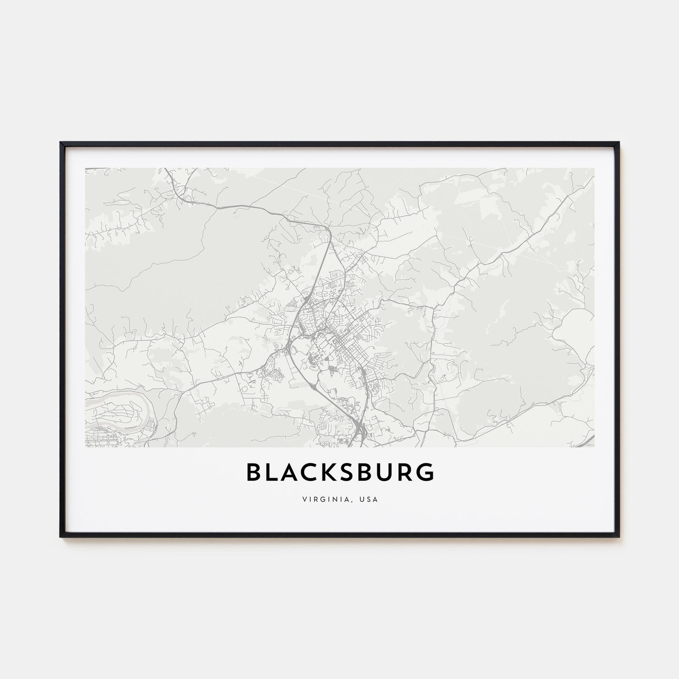 Blacksburg Map Landscape Poster