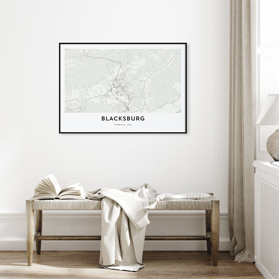 Blacksburg Map Landscape Poster