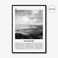 Blacksburg Print Black and White, Blacksburg Wall Art, Blacksburg Poster, Blacksburg Photo, Blacksburg Map, Virginia, USA, United States