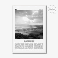 Blacksburg Print Black and White, Blacksburg Wall Art, Blacksburg Poster, Blacksburg Photo, Blacksburg Map, Virginia, USA, United States