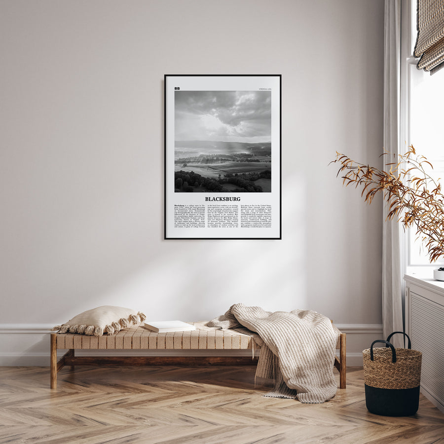 Blacksburg Travel B&W Poster