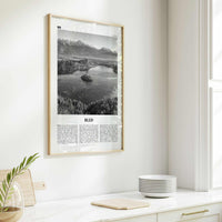 Bled Print Black and White, Bled Wall Art, Bled Poster, Bled Photo, Bled Wall Décor, Bled Map, Slovenia