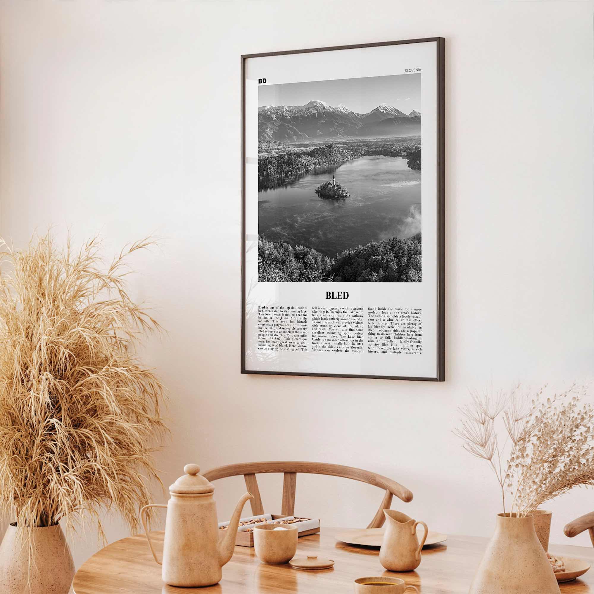 Bled Print Black and White, Bled Wall Art, Bled Poster, Bled Photo, Bled Wall Décor, Bled Map, Slovenia