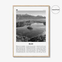 Bled Print Black and White, Bled Wall Art, Bled Poster, Bled Photo, Bled Wall Décor, Bled Map, Slovenia