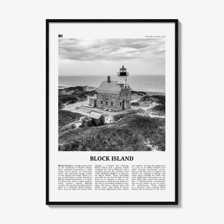 Block Island Print Black and White, Block Island Wall Art, Block Island Poster, Block Island Photo, Block Island Décor, Rhode Island, USA
