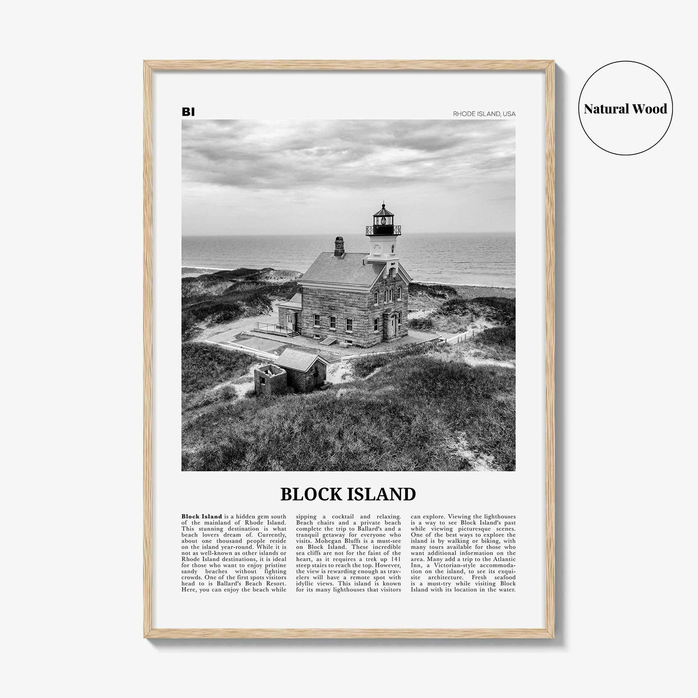 Block Island Print Black and White, Block Island Wall Art, Block Island Poster, Block Island Photo, Block Island Décor, Rhode Island, USA