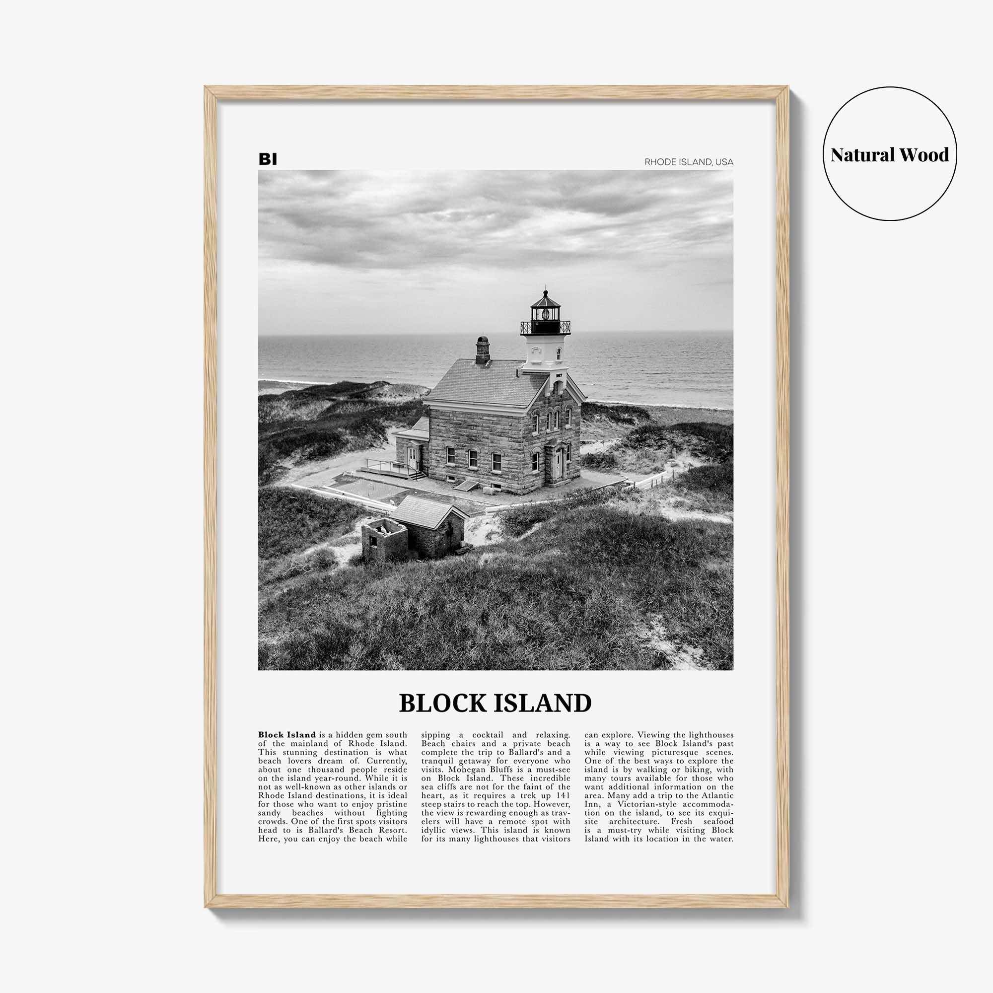 Block Island Print Black and White, Block Island Wall Art, Block Island Poster, Block Island Photo, Block Island Décor, Rhode Island, USA