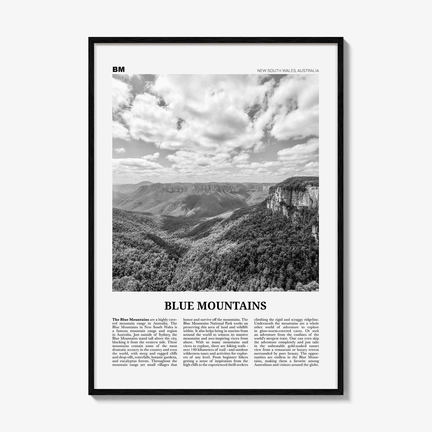 Blue Mountains Print Black and White, Blue Mountains Wall Art, Blue Mountains Poster, Blue Mountains Photo, Blue Mountains Décor, Australia