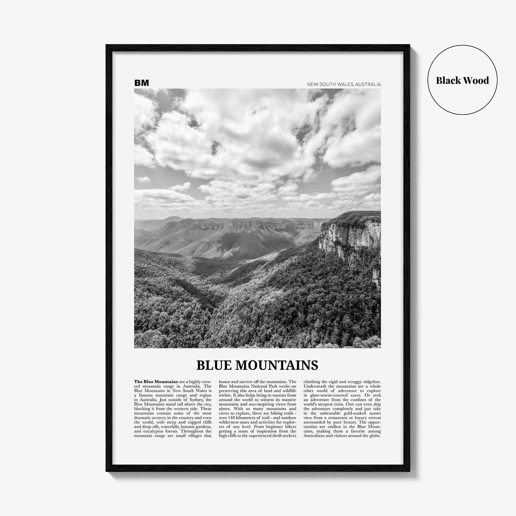 Blue Mountains Print Black and White, Blue Mountains Wall Art, Blue Mountains Poster, Blue Mountains Photo, Blue Mountains Décor, Australia
