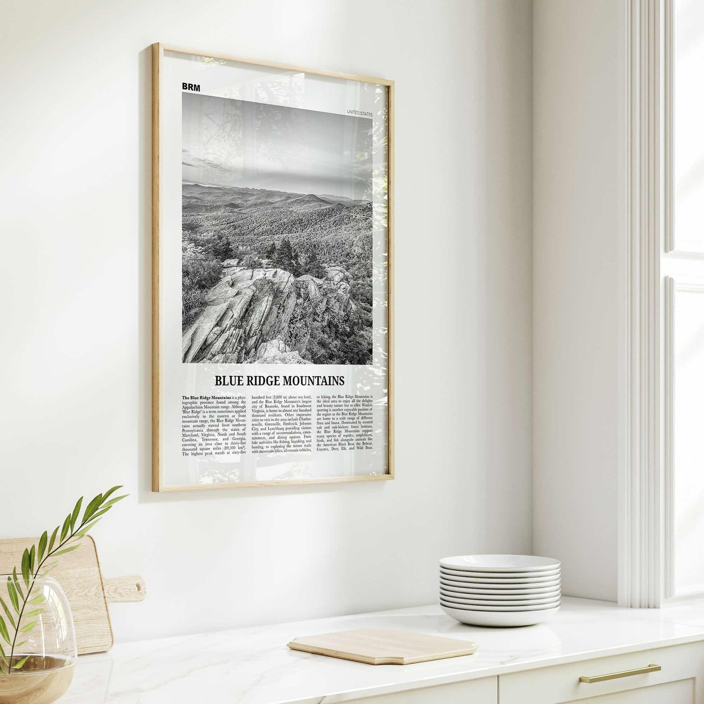 Blue Ridge Mountains Print Black and White, Blue Ridge Mountains Wall Art, Blue Ridge Mountains Poster, Blue Ridge Mountains Photo