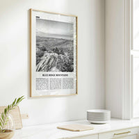 Blue Ridge Mountains Print Black and White, Blue Ridge Mountains Wall Art, Blue Ridge Mountains Poster, Blue Ridge Mountains Photo