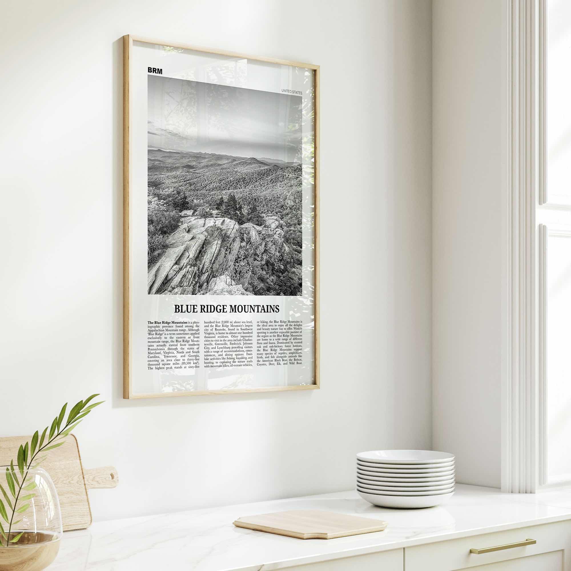 Blue Ridge Mountains Print Black and White, Blue Ridge Mountains Wall Art, Blue Ridge Mountains Poster, Blue Ridge Mountains Photo