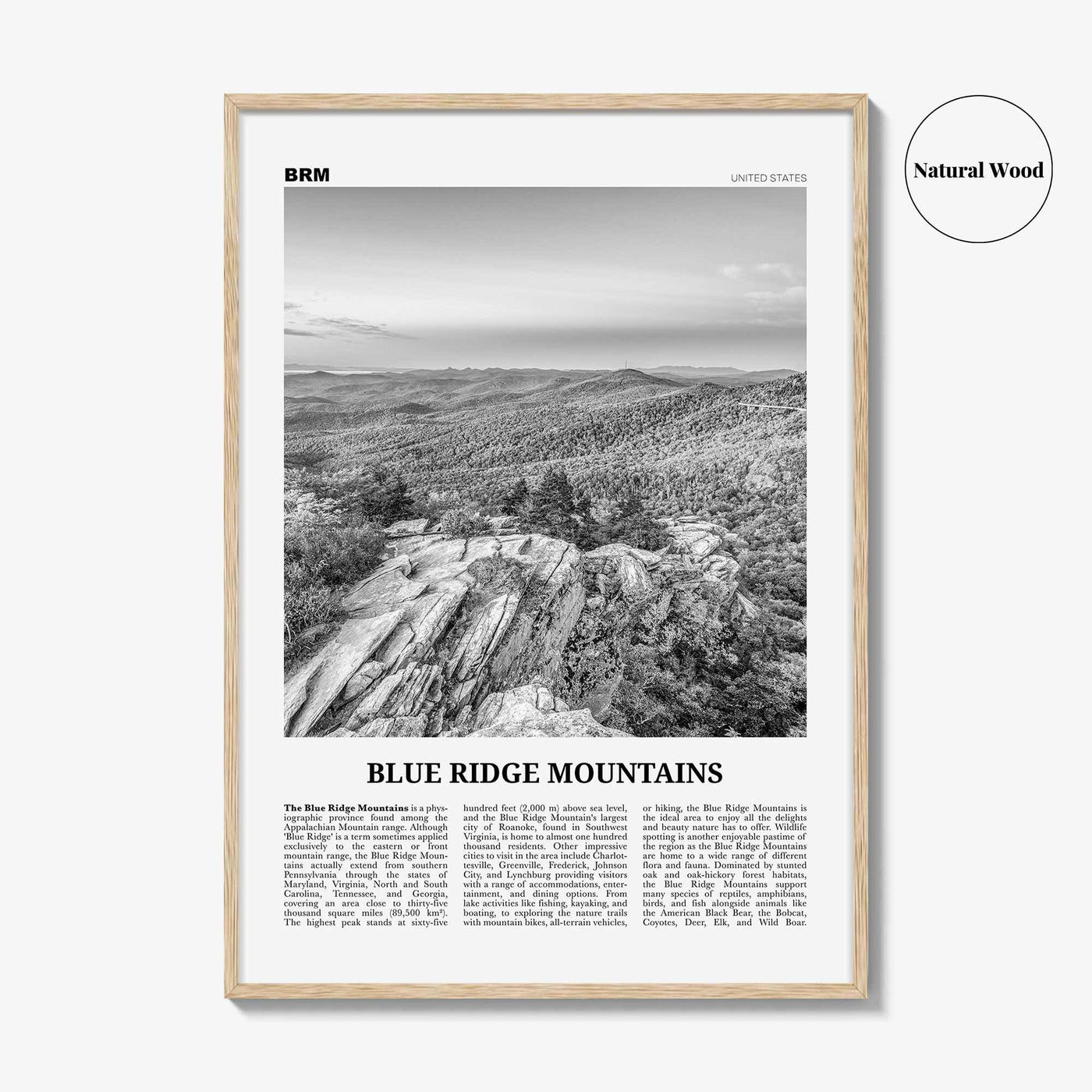 Blue Ridge Mountains Print Black and White, Blue Ridge Mountains Wall Art, Blue Ridge Mountains Poster, Blue Ridge Mountains Photo