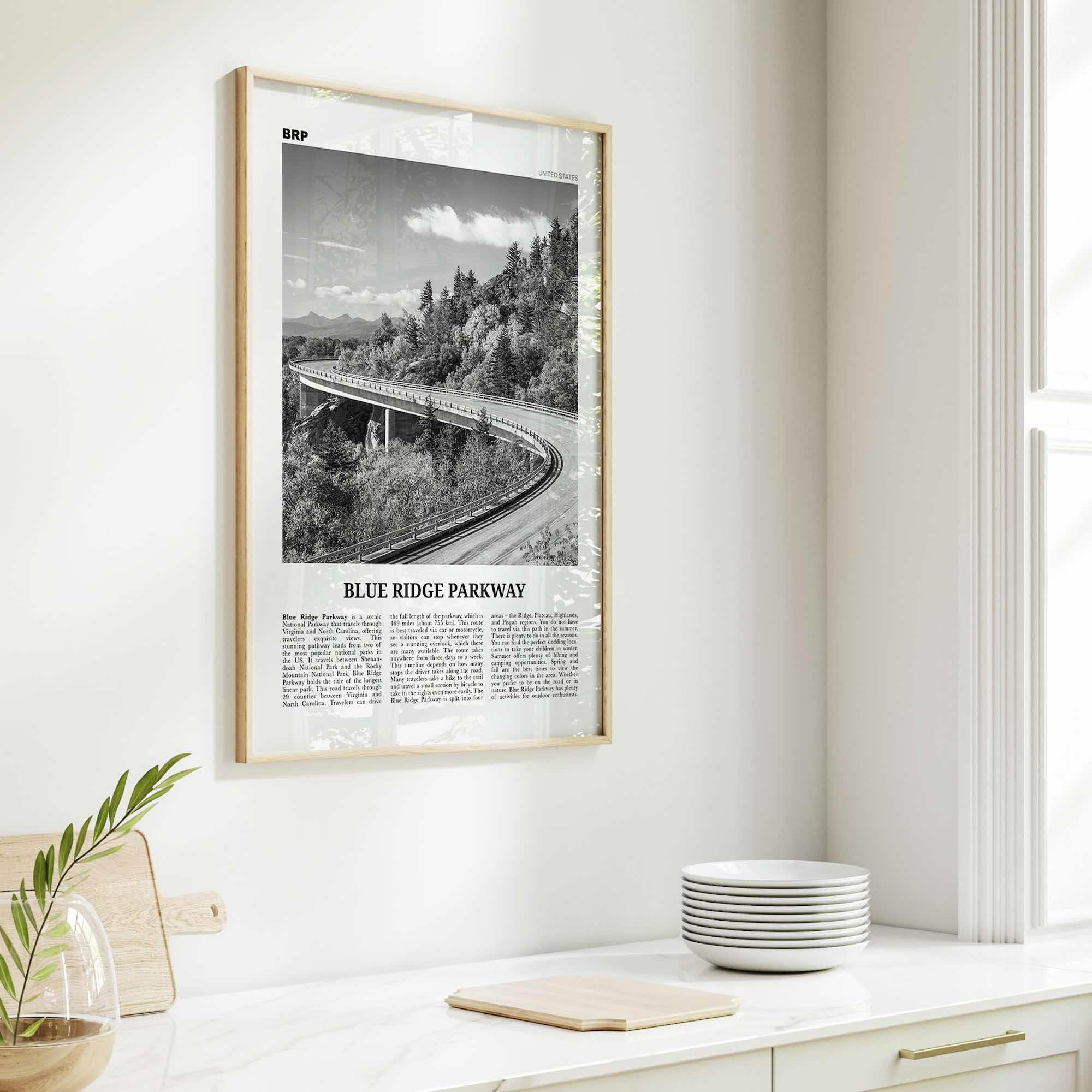 Blue Ridge Parkway Print Black and White, Blue Ridge Parkway Wall Art, Blue Ridge Parkway Poster, Blue Ridge Parkway Photo, United States