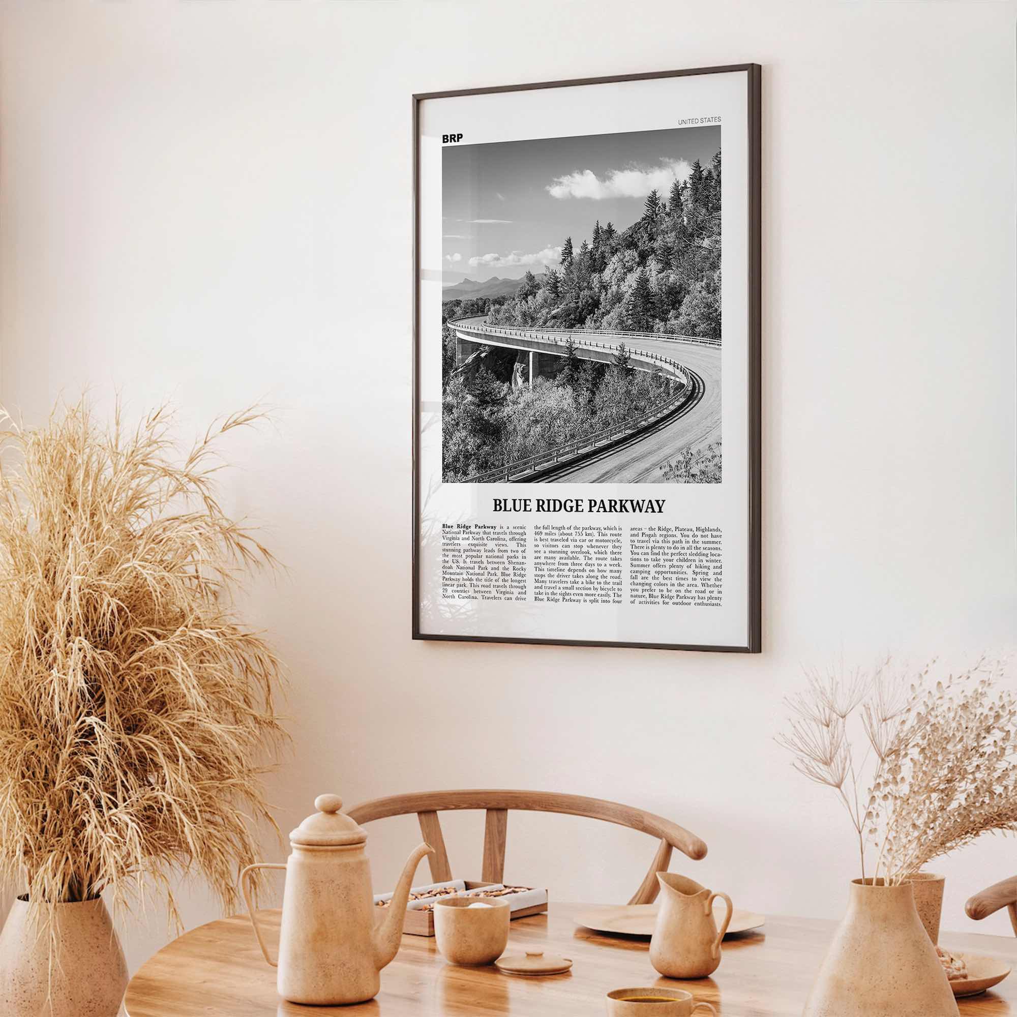 Blue Ridge Parkway Print Black and White, Blue Ridge Parkway Wall Art, Blue Ridge Parkway Poster, Blue Ridge Parkway Photo, United States