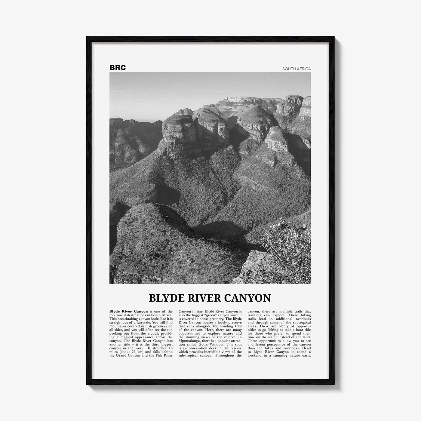 Blyde River Canyon Print Black and White, Blyde River Canyon Wall Art, Blyde River Canyon Poster, Blyde River Canyon Photo, South Africa