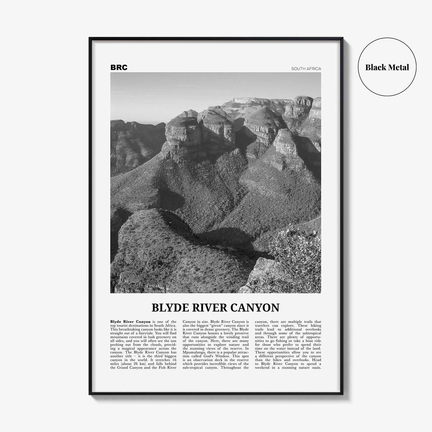 Blyde River Canyon Print Black and White, Blyde River Canyon Wall Art, Blyde River Canyon Poster, Blyde River Canyon Photo, South Africa