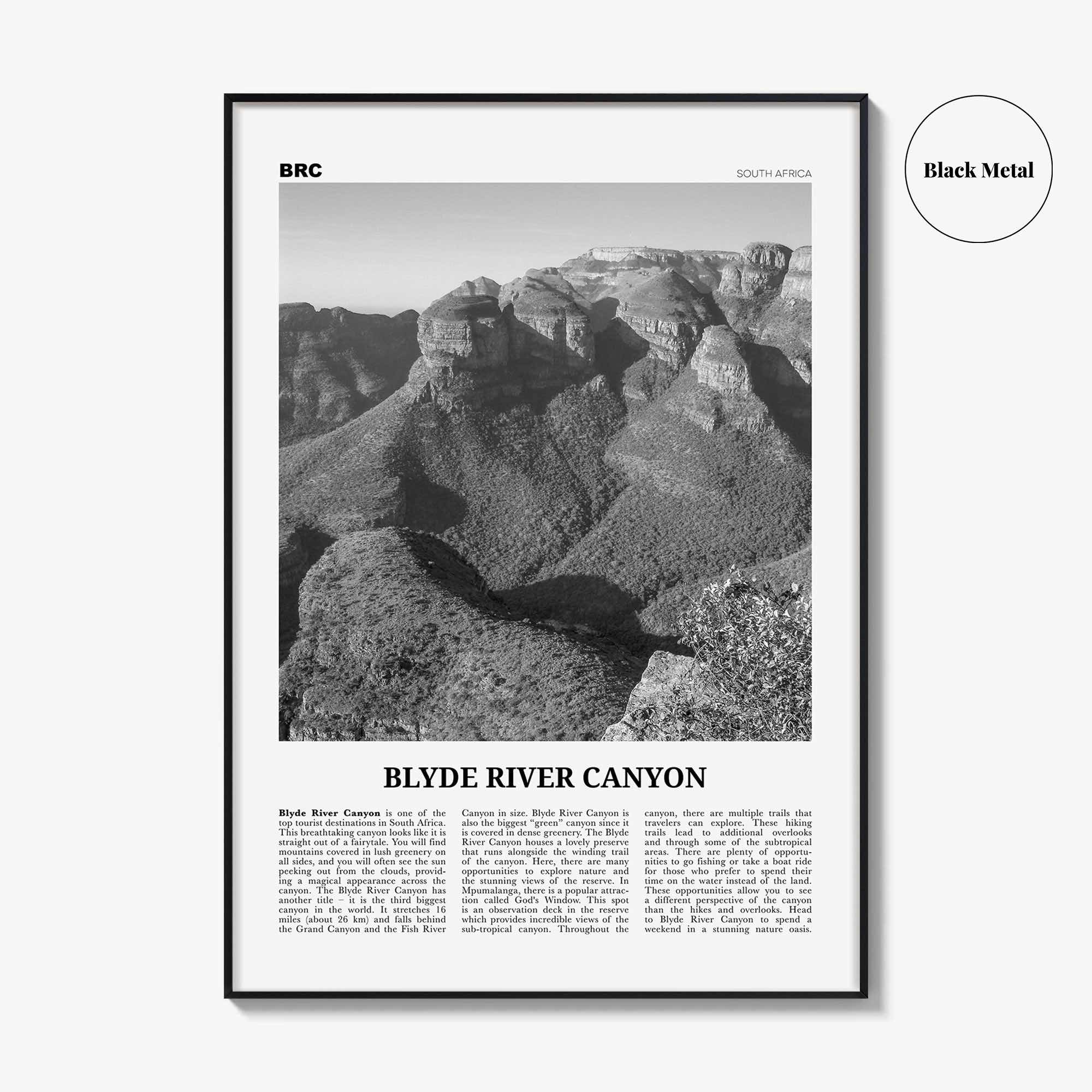 Blyde River Canyon Print Black and White, Blyde River Canyon Wall Art, Blyde River Canyon Poster, Blyde River Canyon Photo, South Africa