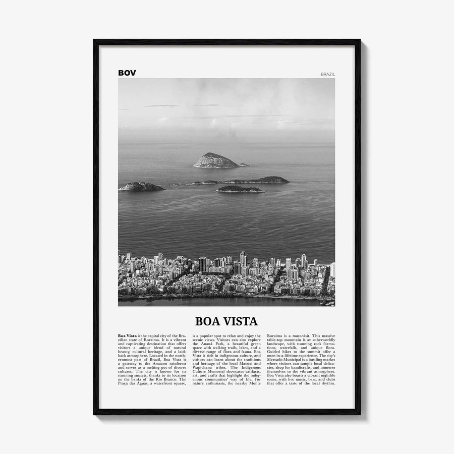 Boa Vista Print Black and White, Boa Vista Wall Art, Boa Vista Poster, Boa Vista Photo, Boa Vista Wall Décor, Boa Vista Map, Brazil