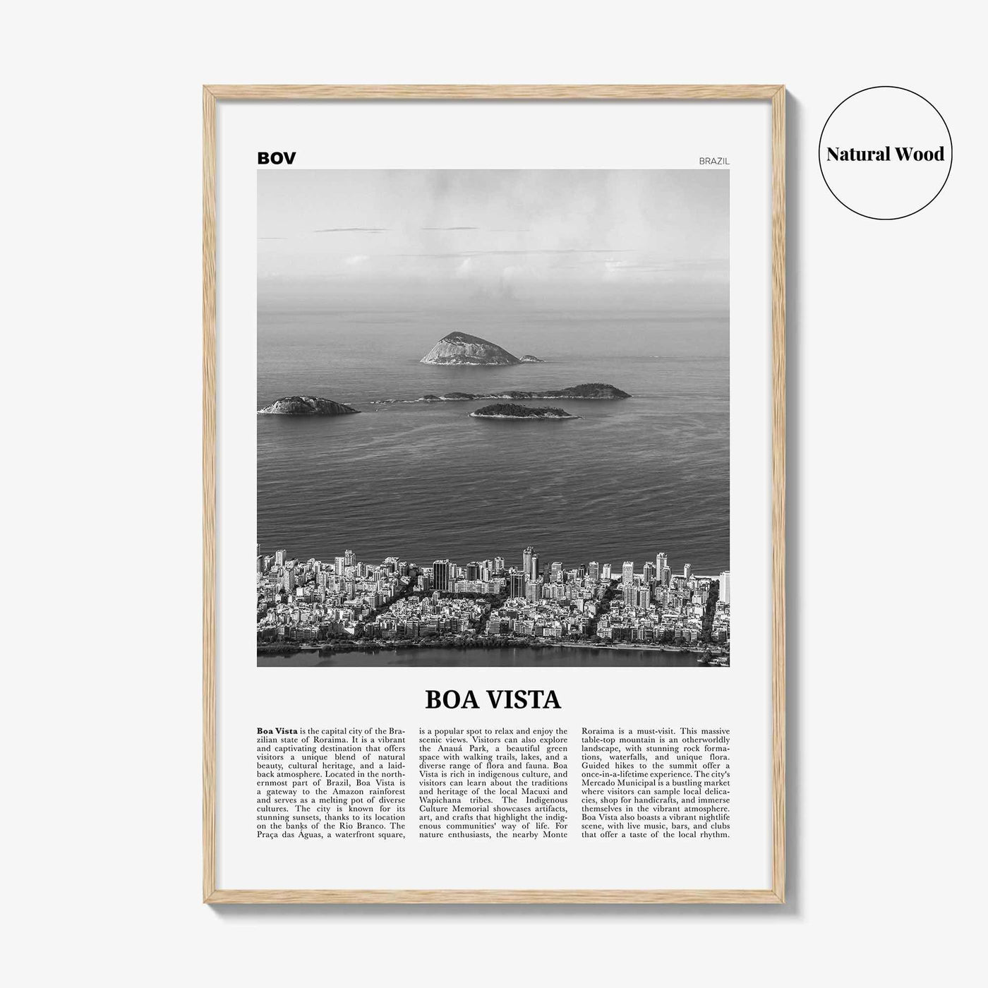 Boa Vista Print Black and White, Boa Vista Wall Art, Boa Vista Poster, Boa Vista Photo, Boa Vista Wall Décor, Boa Vista Map, Brazil