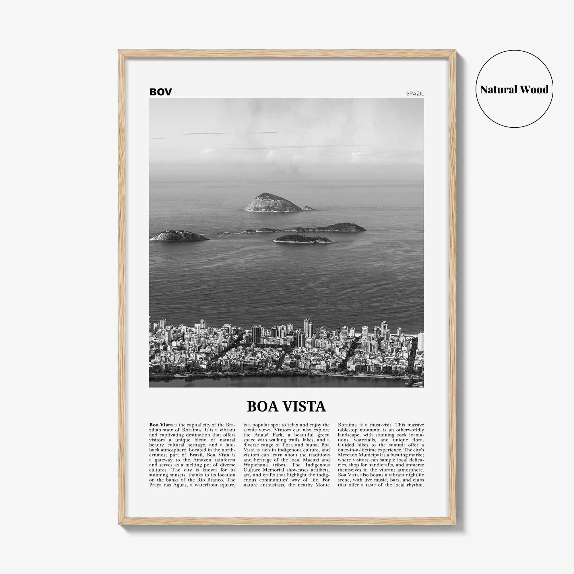 Boa Vista Print Black and White, Boa Vista Wall Art, Boa Vista Poster, Boa Vista Photo, Boa Vista Wall Décor, Boa Vista Map, Brazil