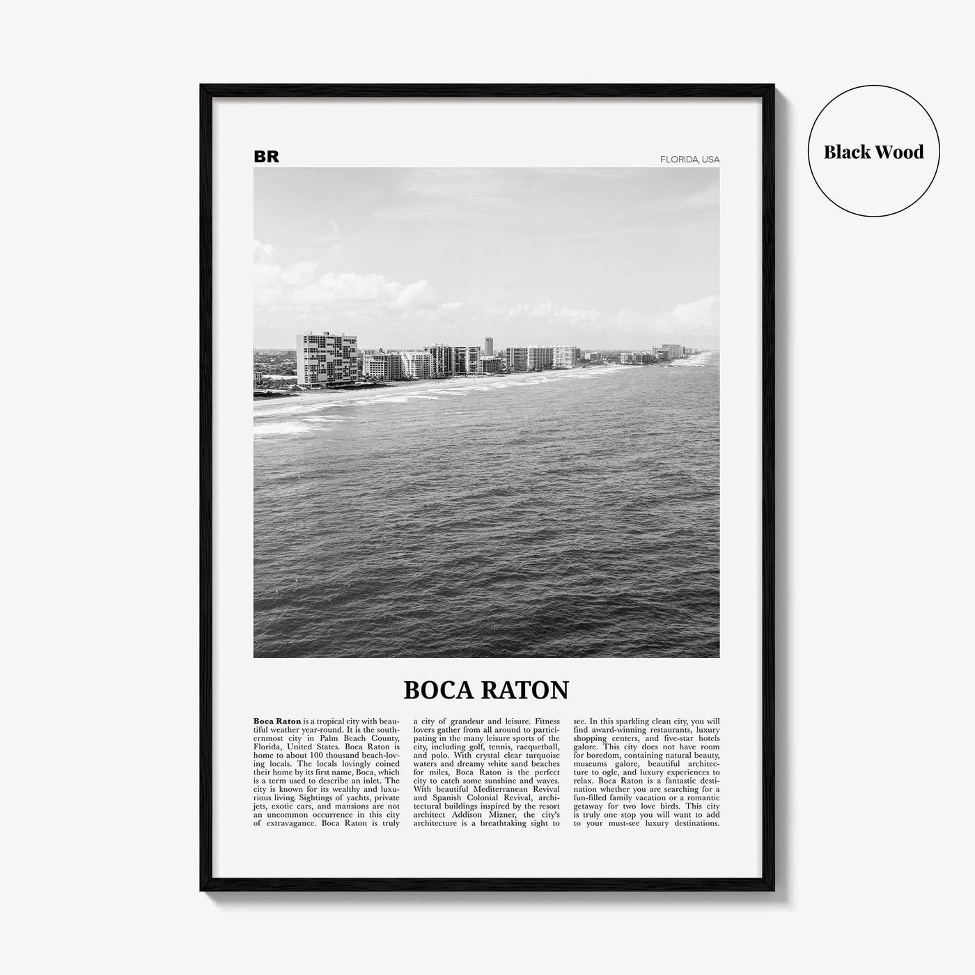 Boca Raton Print Black and White No 1, Boca Raton Wall Art, Boca Raton Poster, Boca Raton Photo, Boca Raton Décor, Florida, USA