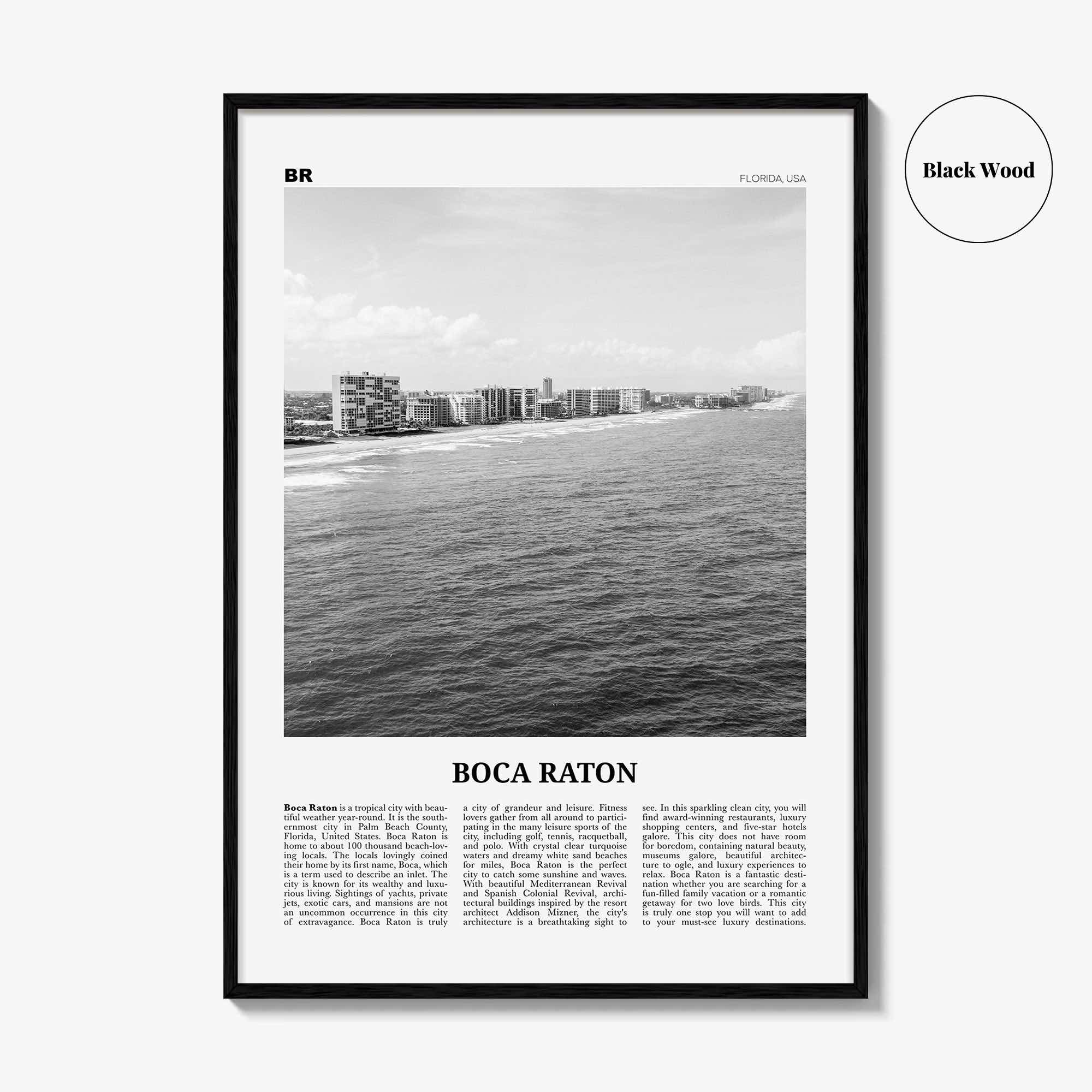 Boca Raton Print Black and White No 1, Boca Raton Wall Art, Boca Raton Poster, Boca Raton Photo, Boca Raton Décor, Florida, USA