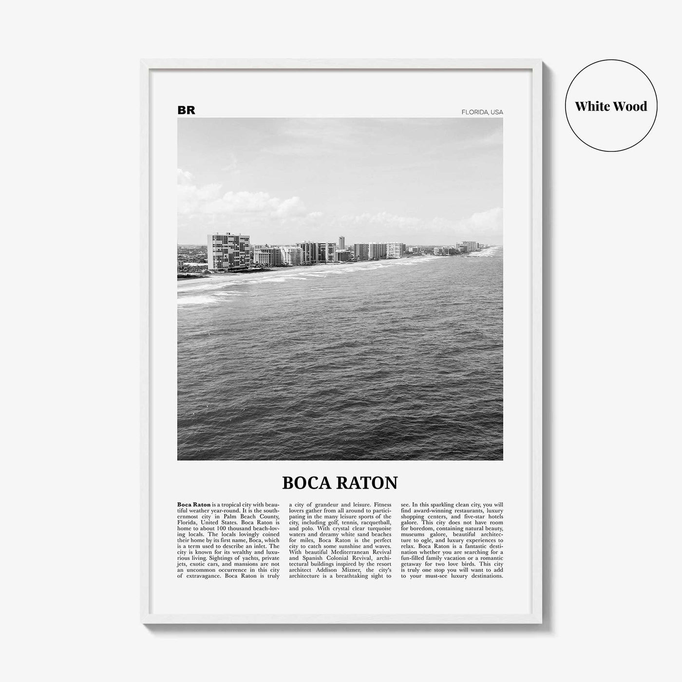 Boca Raton Print Black and White No 1, Boca Raton Wall Art, Boca Raton Poster, Boca Raton Photo, Boca Raton Décor, Florida, USA