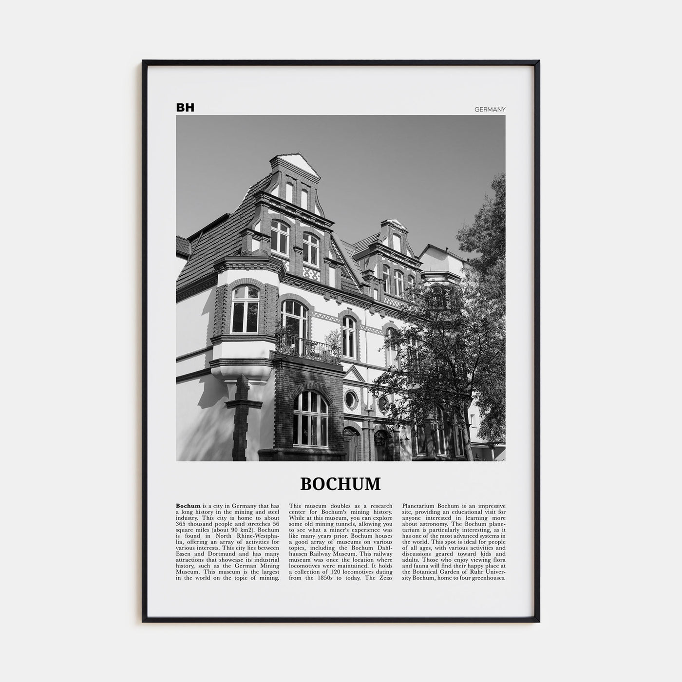 Bochum Travel B&W Poster