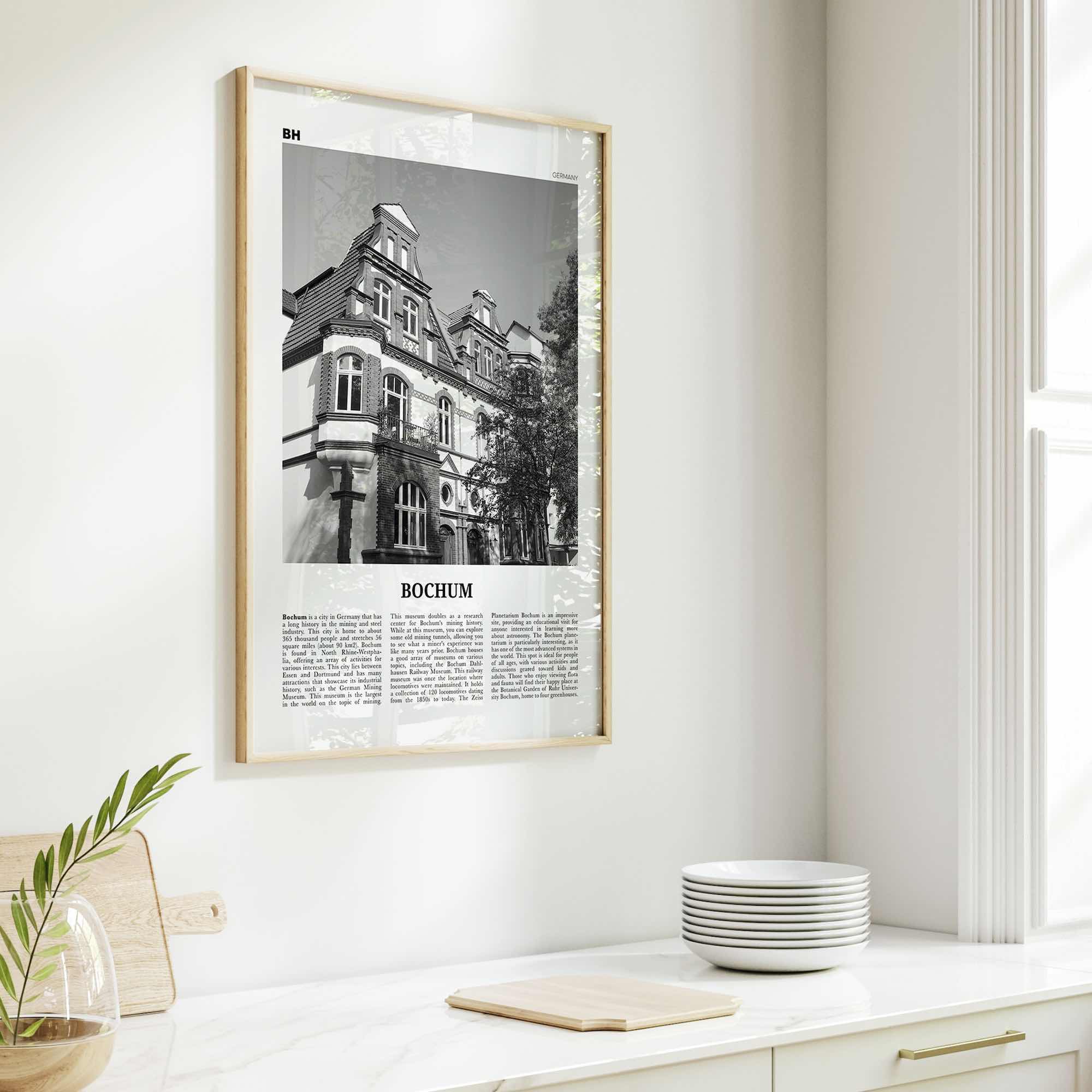 Bochum Print Black and White, Bochum Wall Art, Bochum Poster, Bochum Photo, Bochum Wall Décor, Bochum Map, Germany