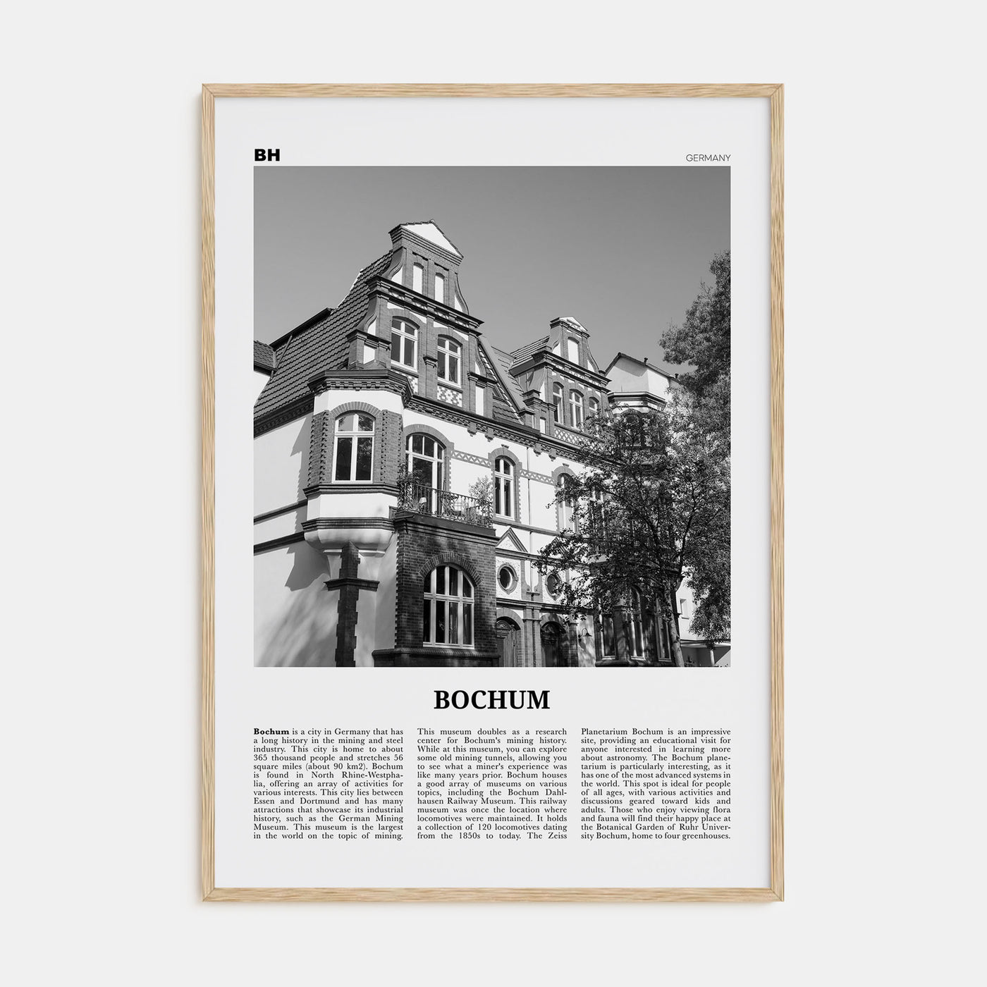 Bochum Travel B&W Poster